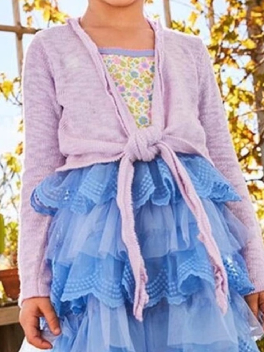 Matilda Jane Can You Imagine Sweater Cardigan Lilac Tie Front Girls Size 4